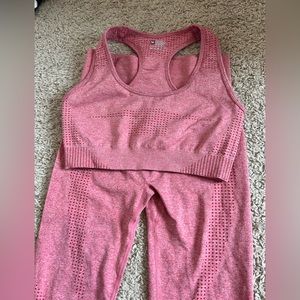 Pink workout set/ Sports bra top and full length leggings